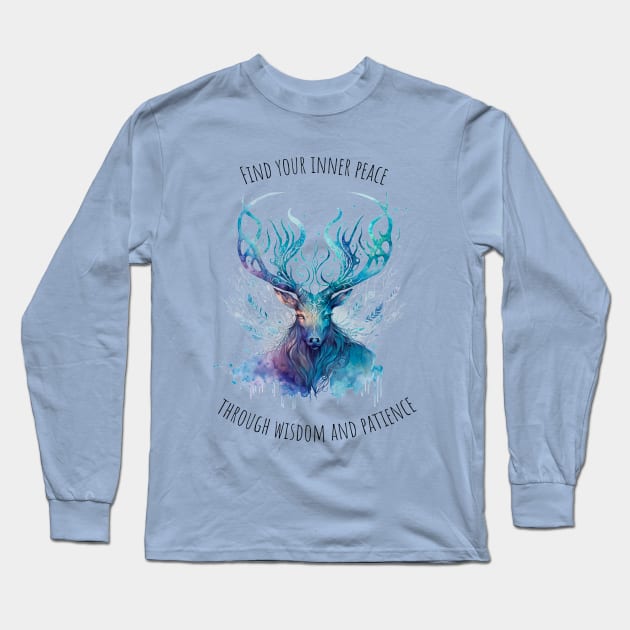 Watercolor Deer | Motivational Quotes | Elk Long Sleeve T-Shirt by T-signs